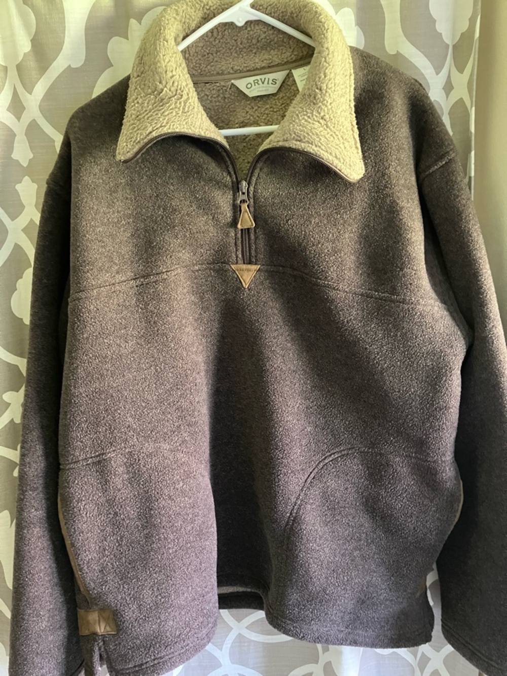 Orvis Men's Brown Zip-Up Sherpa Collar Pullover